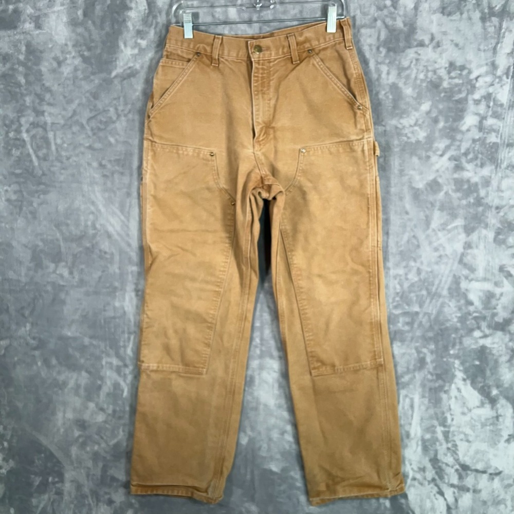 Carhartt Straight Washed Duck Double Knee Carpenter Pants Mens 31x32 Tan Brown
